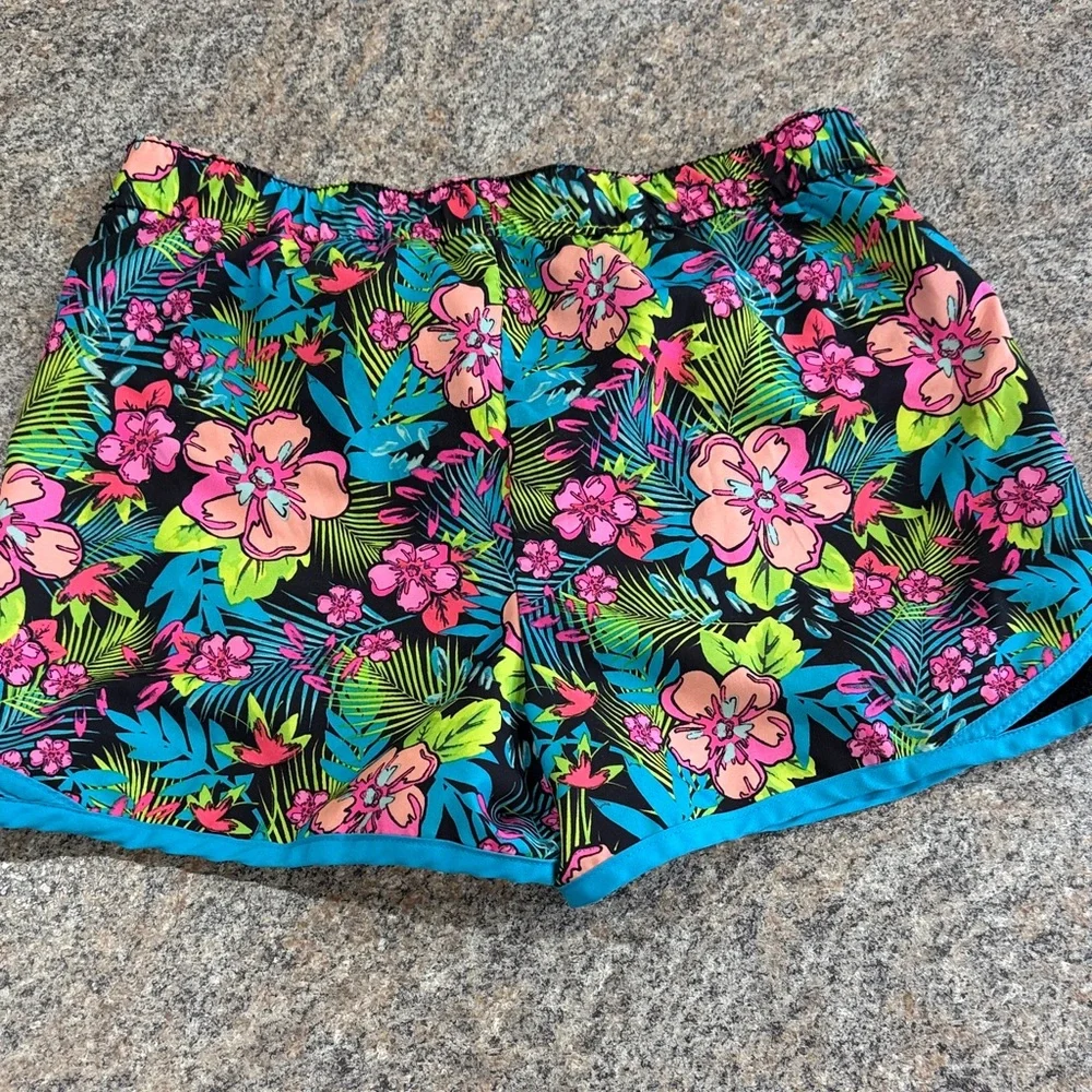 Justice Floral Hawaiian Tropical print running shorts - size 12